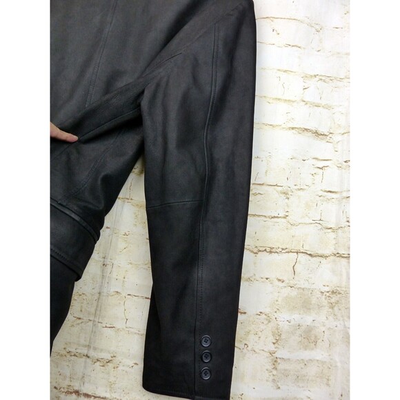 The Territory Ahead Pebbled Leather Jacket Mens S Black 3 Button Pockets VTG - Picture 12 of 15